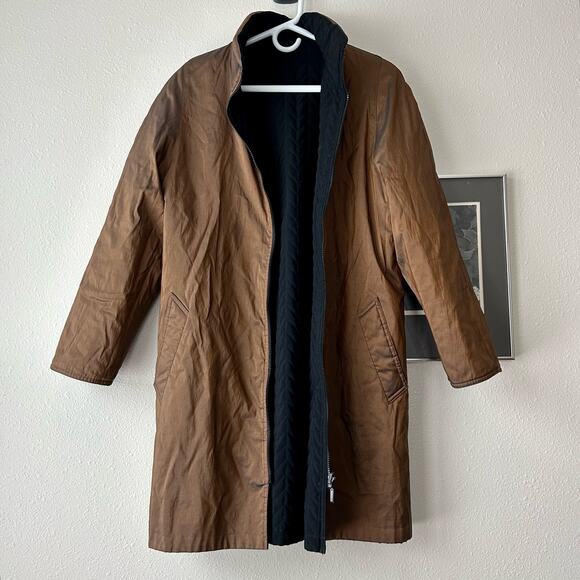 Gallery Quilted reversible trench coat minimalist Lagenlook gothic career Emo S - Picture 7 of 12